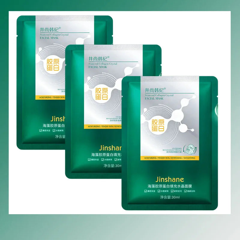 Seaweed Collagen Filling Crystal Mask Jelly Moisturizing Wrinkle Removal Skin Transparent Mask Skin Care Masque Beauty Health Qme 3pc