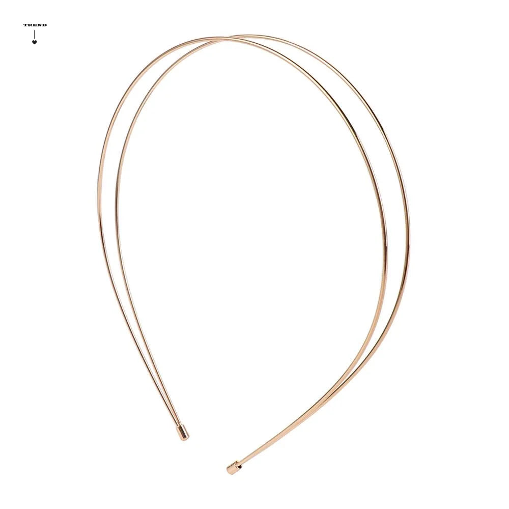 Hair Accessories Alloy Double Root Hair Bands Silver Thin Retro Gold Head Hoop Headdress Simple Metal Hair Hoop Work Qme
