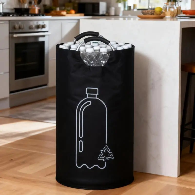 Large Capacity Empty Bottle Storage Basket With Aluminum Handle 82L Wastewater Bottle Collector Bag Folding Recycling Bin Qme