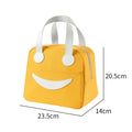A Portable Cute Smile Lunch Bag Insulated Refrigerated Food Safe Girls Warm Food Picnic Office Student Zip Food Storage Box Qme Yellow Trumpet