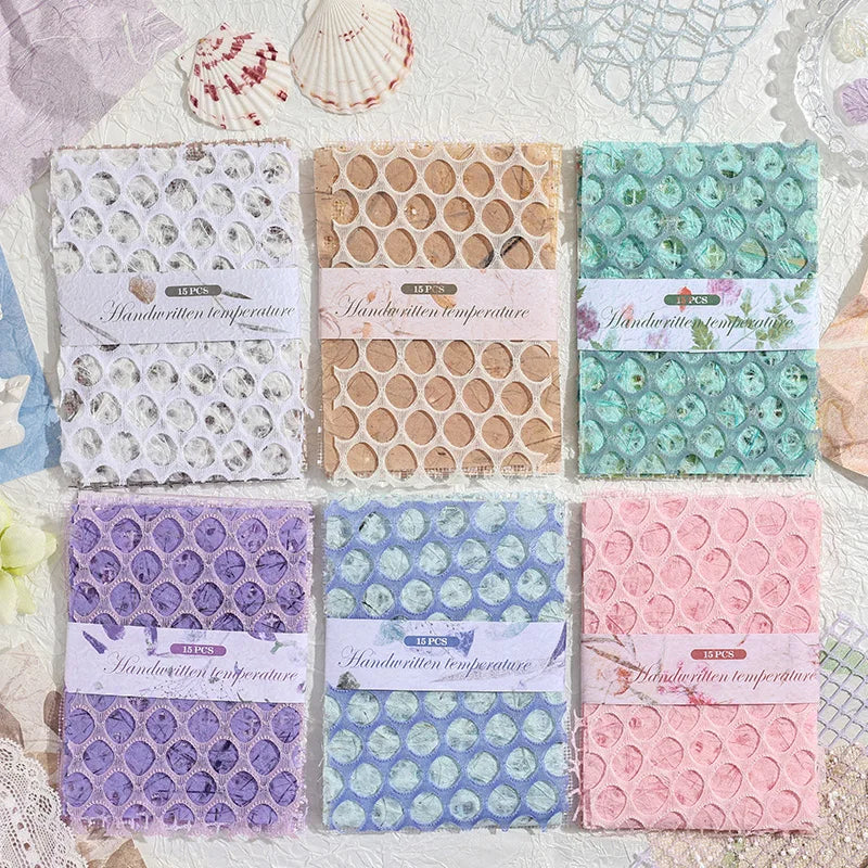 15 pcs Vintage Mixed Materials Lace paper Decor Scrapbook Materials DIY Photo Album Collage Journal Creative Stationery Supplies Qme