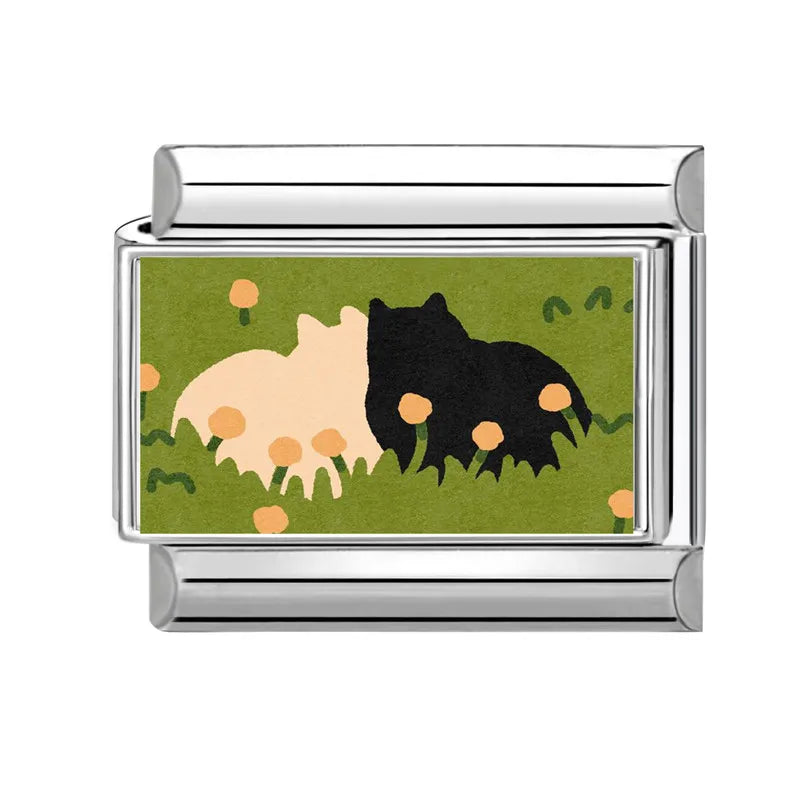 Wholesale Cartoon Green Grassland Cats Sunflowers Fields Italian Link