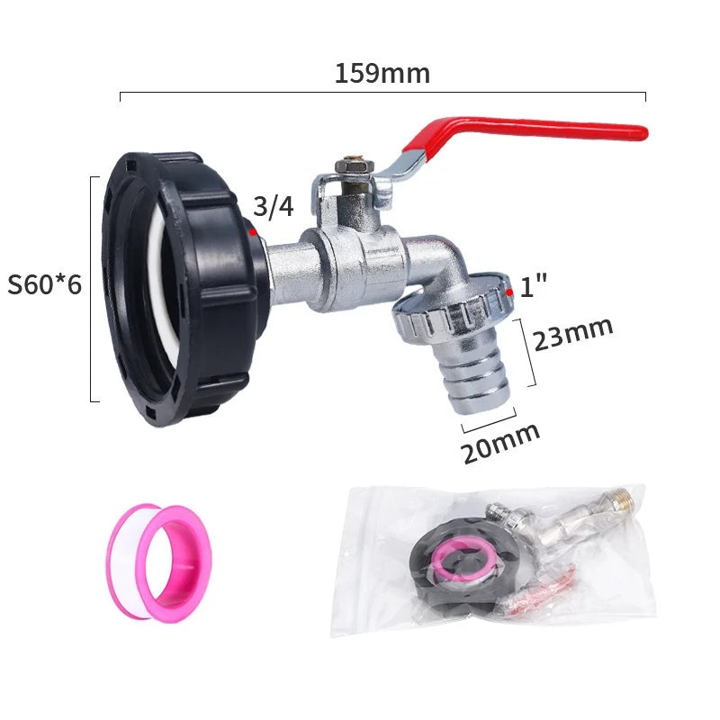 1/2'' 3/4'' Coarse Thread IBC Tank Tap Connecter Water Hose Coupling Adapter Garden and Home Valve Replacement accessory Qme 7