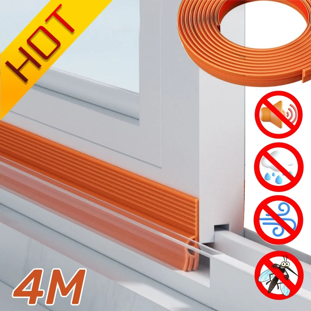 4/2M Window Soundproof Sealing Strip TPE Sliding Window Frame Edge Windproof Strip Door Sealing Gap Filled with Waterproof Strip Qme