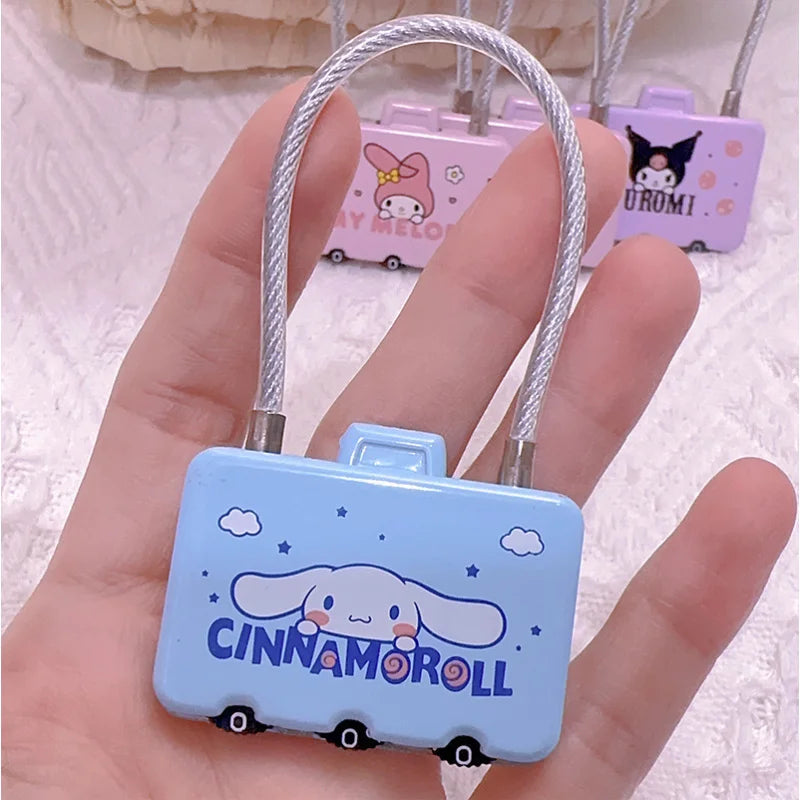 Kuromi Wire Rope Combination Lock Cute Card-Style Luggage for Home Use Small Padlocks for Student Backpacks and Helmets Qme