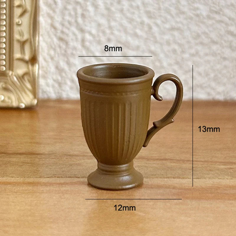 Dollhouse French Retro Mini Foot Relief Mark Coffee Cup Handle Qme A10