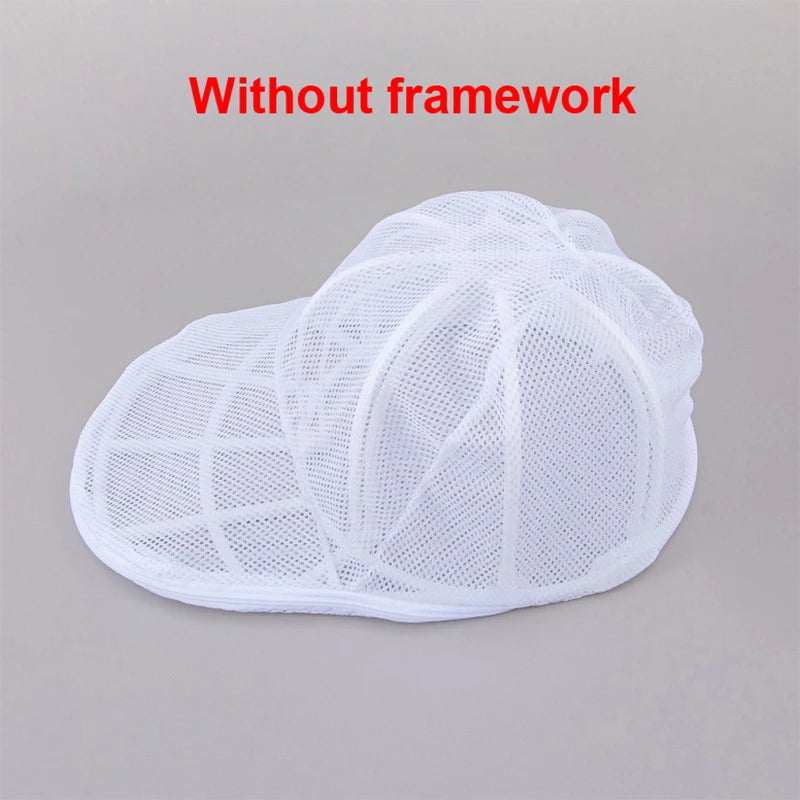 Hat Wash Protector Bag Baseball Cap Cleaner Laundry Bag Anti-deformation Hat Bag Washing Machine Mesh Bag Portable Laundry Bag. Qme White