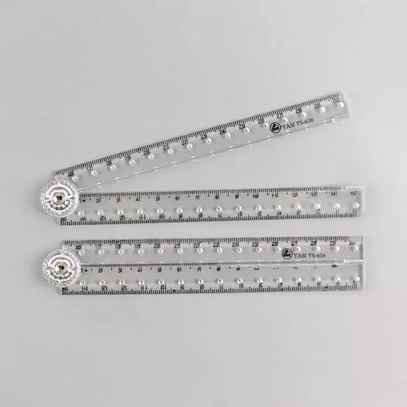 1 2 Acrylic Transparent Folding Ruler Simple Drawing Measuring Rulers Qme