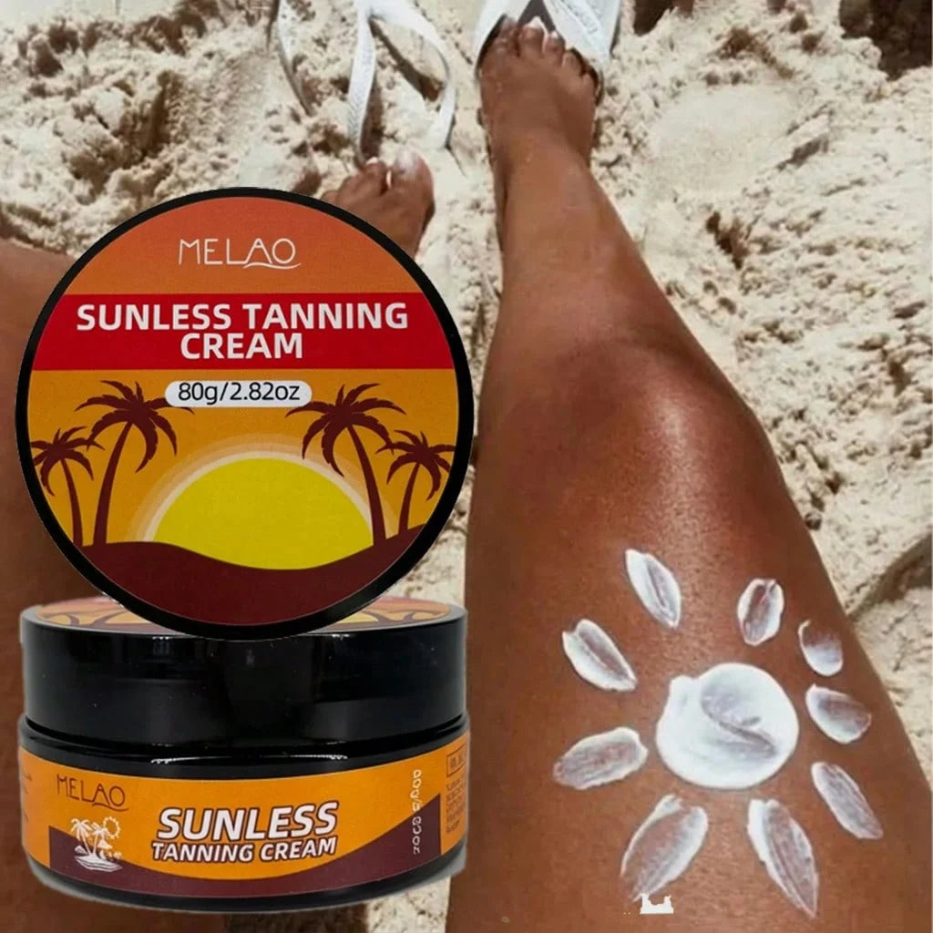 MELAO True Color Sunless Tanning Cream - Natural Looking Tan, No Damage to Skin, Streak-Free Self Tanner for Face & Body Qme