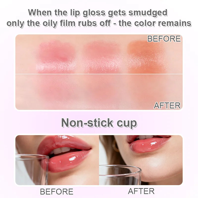 Water Glossy Lip Gloss, Mirror Light Texture,Long - Lasting Shine, All - Day Hydration, Non-Stick Cup Non-Fading Qme