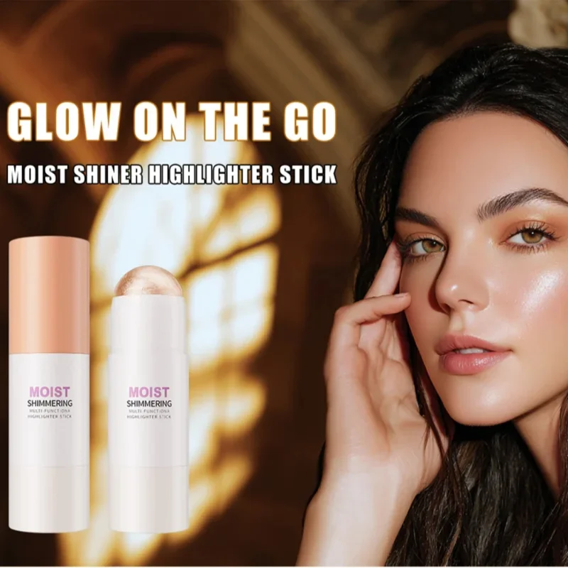 Natural Brightening 1pc Highlighter Stick Natural Brightening Face Contour & Highlight Makeup, Medium Coverage, Water-Resistant Qme
