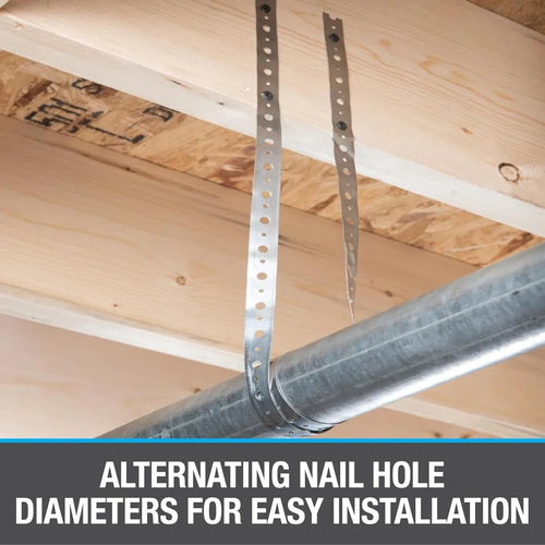1/3 Roll Galvanized Metal Pipe Straps Bendable Pipe Hanger Straps Porous Metal Fixing Straps for Pipe Support Hanging Connect Qme