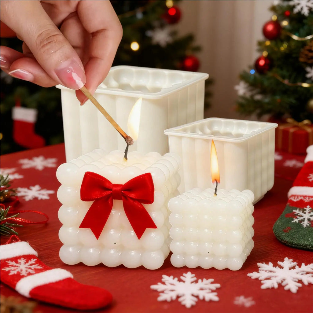 Candle Molds Silicone 2 Pieces Non-Stick Crafting Tools Modern Candle Making Silicone Molds For Wax Plaster Soap Resin Casting Qme
