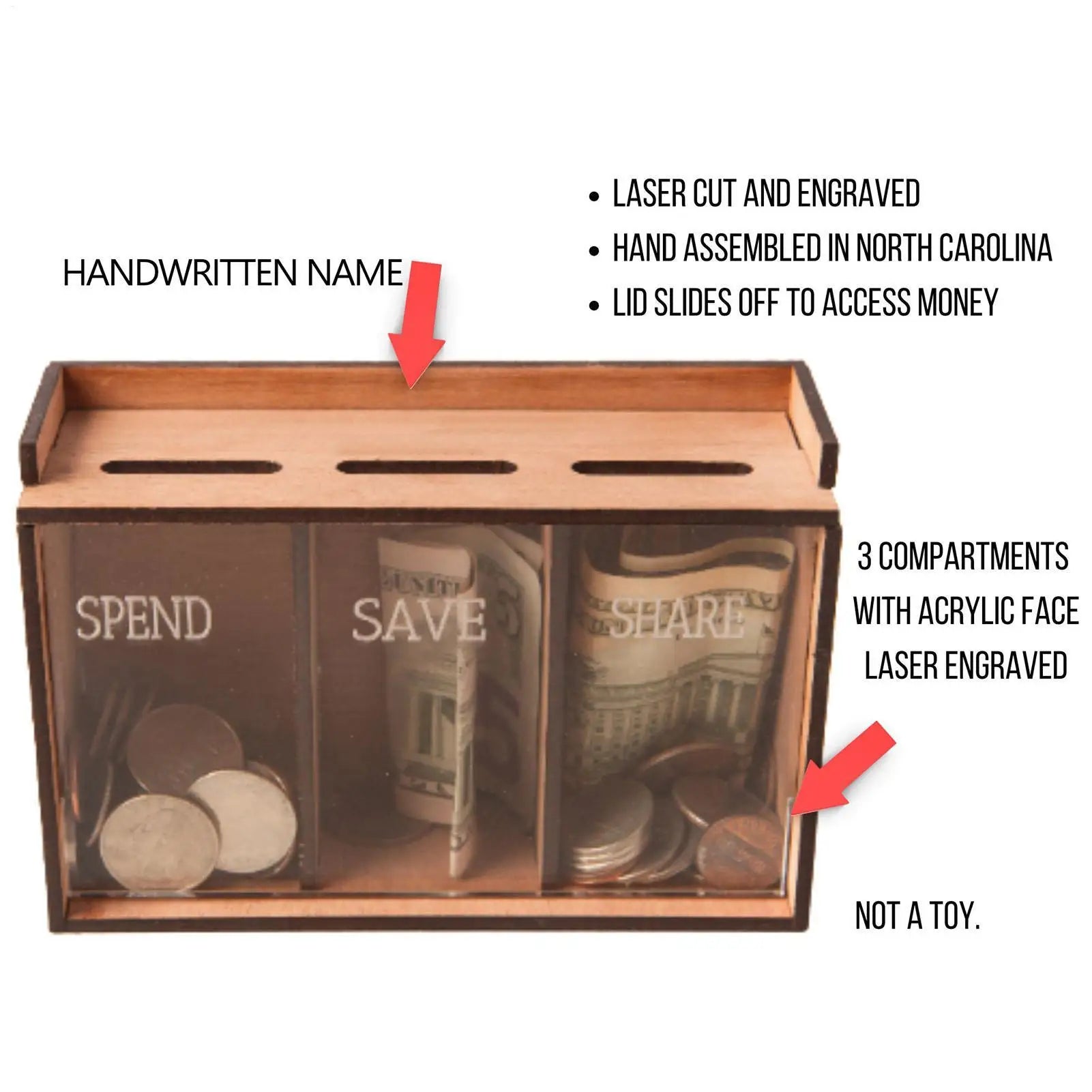 Money Saver for Cash Removable Wooden Coin Bank with Compartments Money Storage Organizer for Home Decoration Coin Banks Qme
