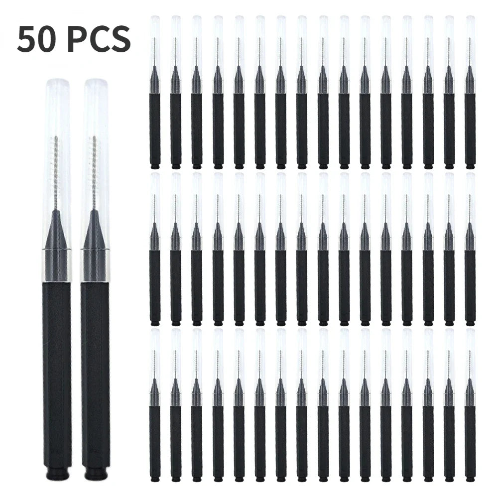 5/10/50PCS Mini Eyebrow Brush Brow Perm Brush Disposable Brow Lifting Brushes Bendable Micro Eyelash Brush Applicators Tools Qme 50PCS Black