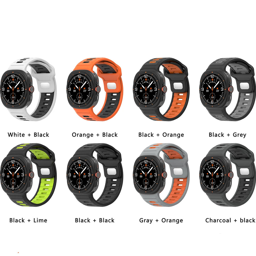 Sports Silicone Strap For Samsung Galaxy Watch Ultra 47mm Soft Loop Two Color Band For Samsung Galaxy 7 Ultra No Gaps Watchband Qme