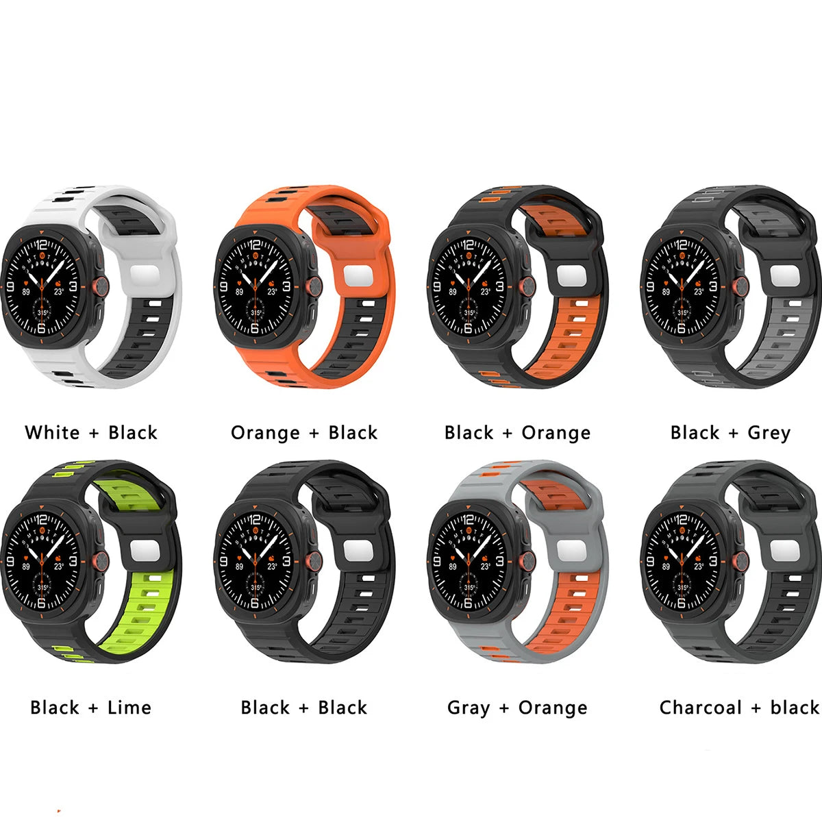 Sports Silicone Strap For Samsung Galaxy Watch Ultra 47mm Soft Loop Two Color Band For Samsung Galaxy 7 Ultra No Gaps Watchband Qme