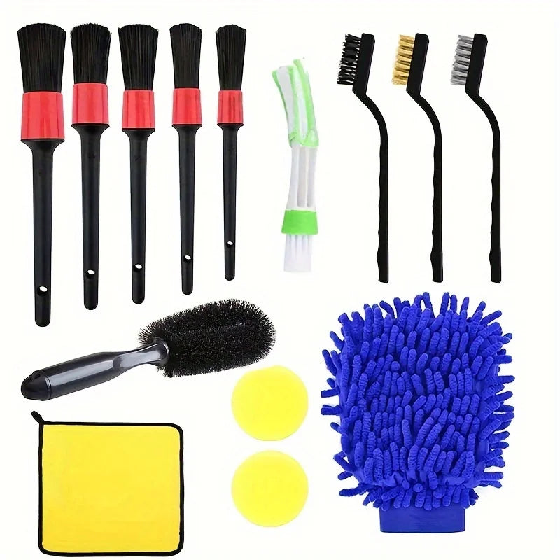 Car cleaning kit, car cleaning detail brush, all-in-one car cleaning set, one-stop vehicle maintenance kit Qme 14pcs