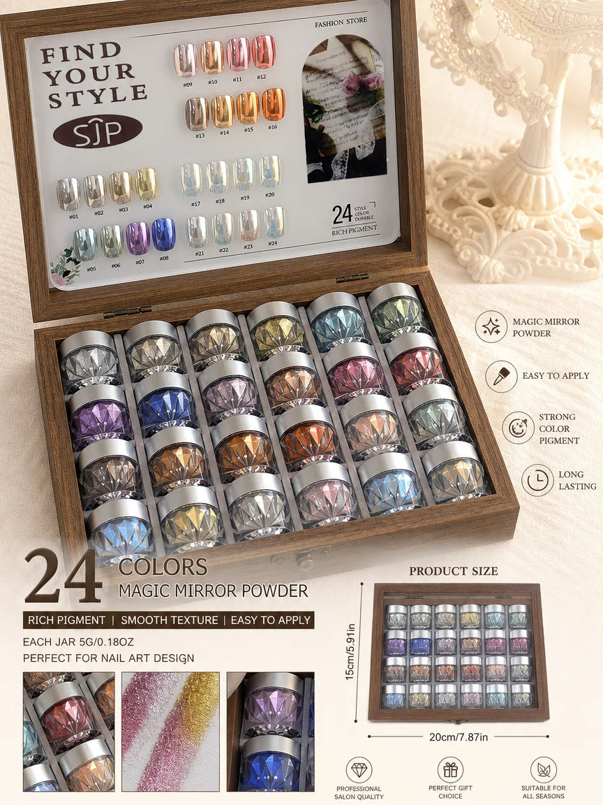 24 Aurora Chrome Powder Nai High-end Mirror Magic Storage Box Qme 01