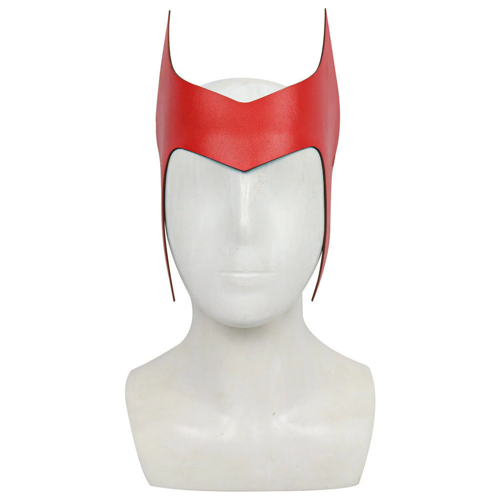 Superhero Scarlet Witch Cosplay Headband Mask Leather Headwear Face Cover Halloween Costumes Party For Adult Cosplay Props Qme
