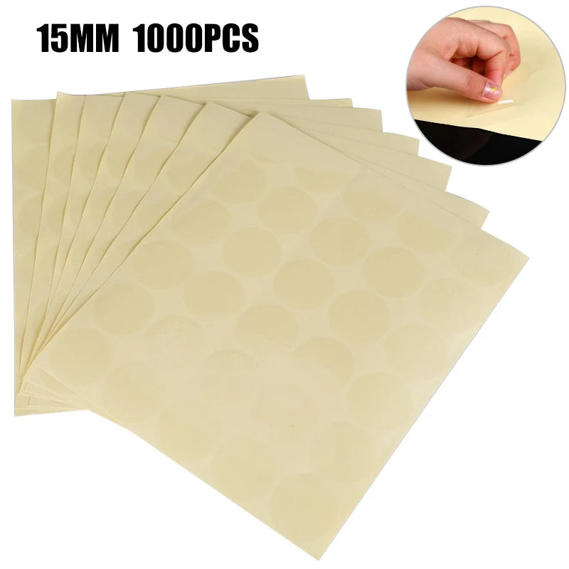 ^1000PCS 15MM clear round sticker round transparent labels circle PVC Sealing labels Qme 1000pcs