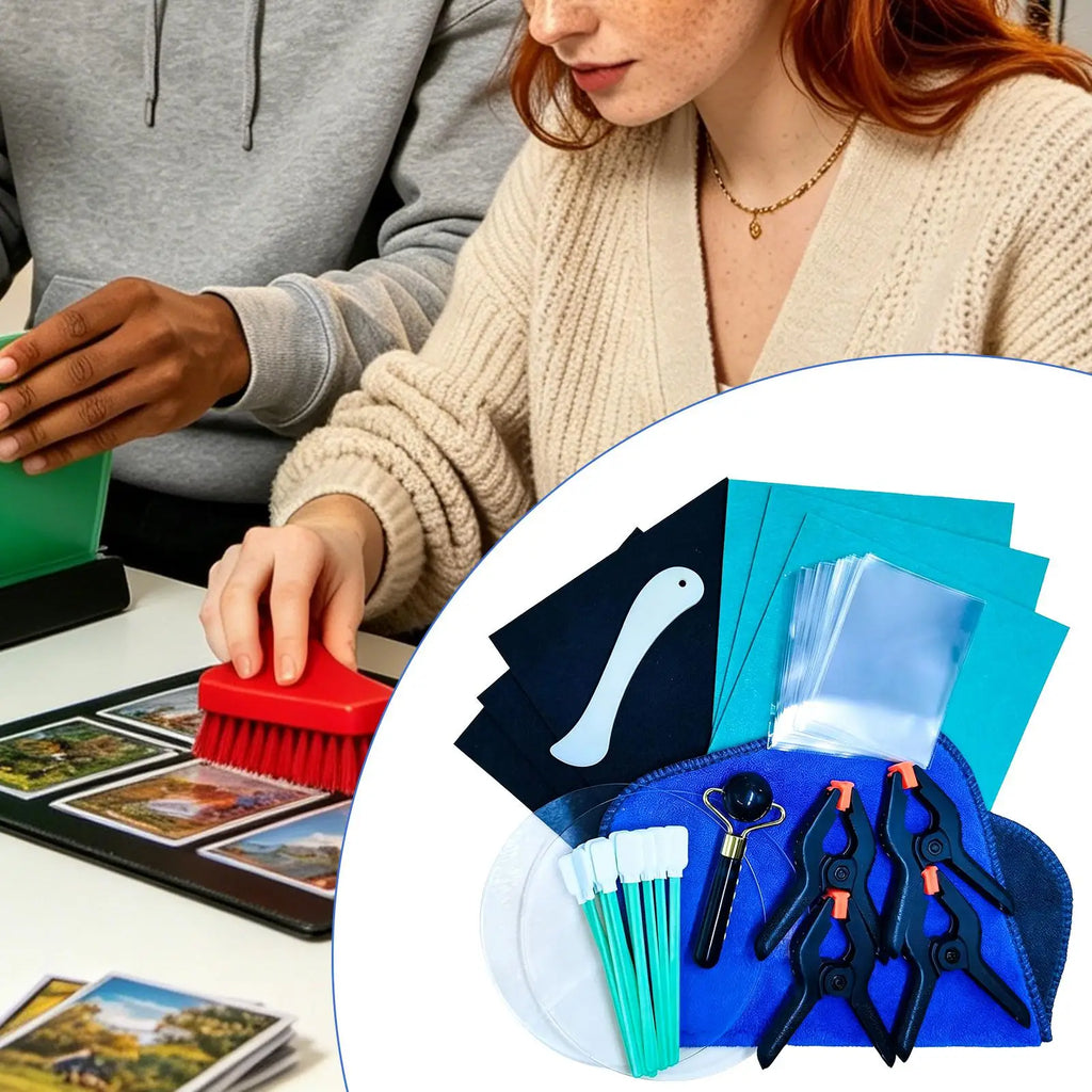 Trading Card Cleaning Kit 28 Pieces Flattening Grading Tool Card Care Cleaning Kit for Home Offices Sports Collector Trade Show Qme