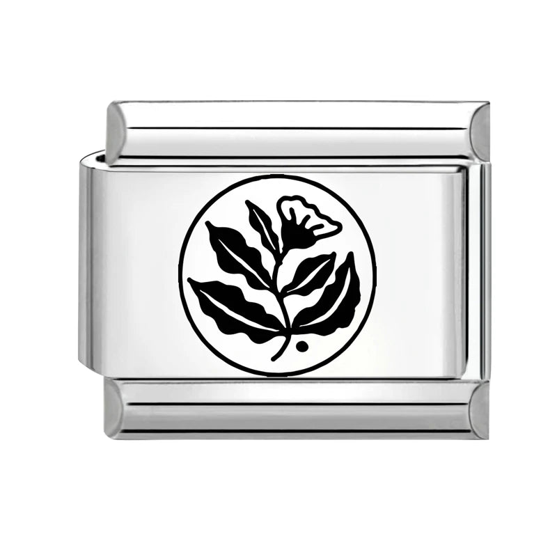 2026 New Beautiful Rose Flowers Leaves Ginkgo Leaf Italian Charm Links Fit 9mm Bracelet Stainless Steel Jewelry DIY Making Gifts Qme Style 10
