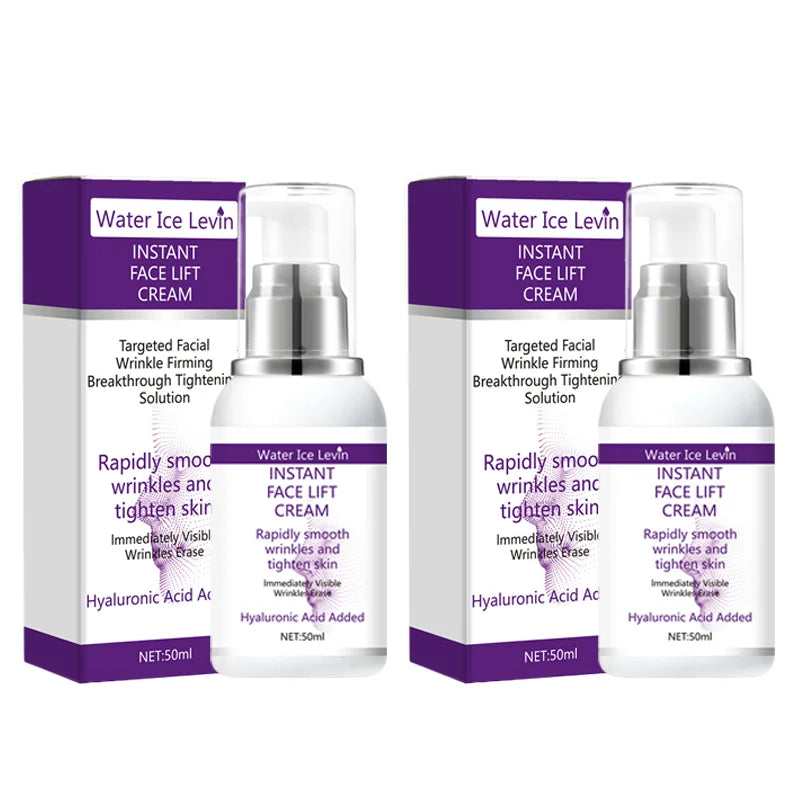 Instant face lift cream with hyaluronic acid for wrinkles. Firming solution. Qme 2pcs