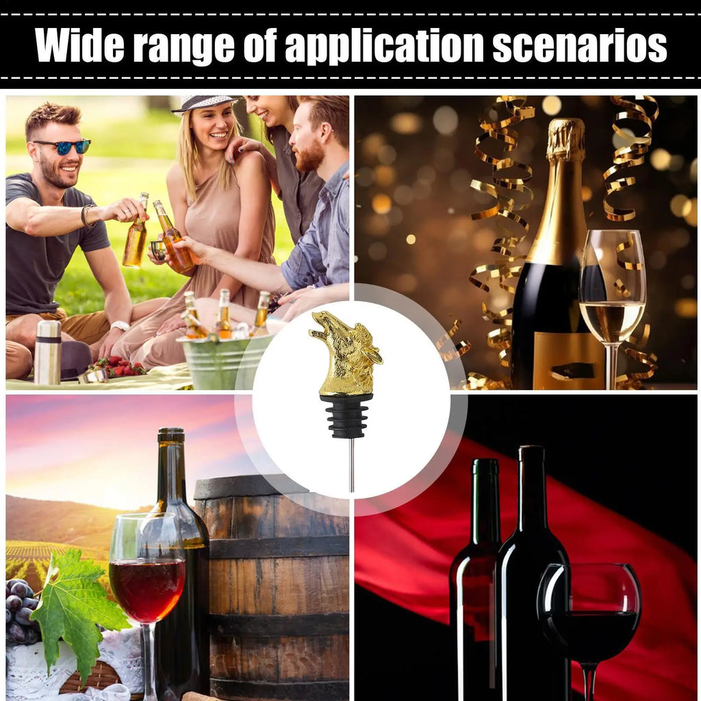 Wine Pourer Year Horse Red Alcohol Stopper Leakproof Drink Dispenser Qme