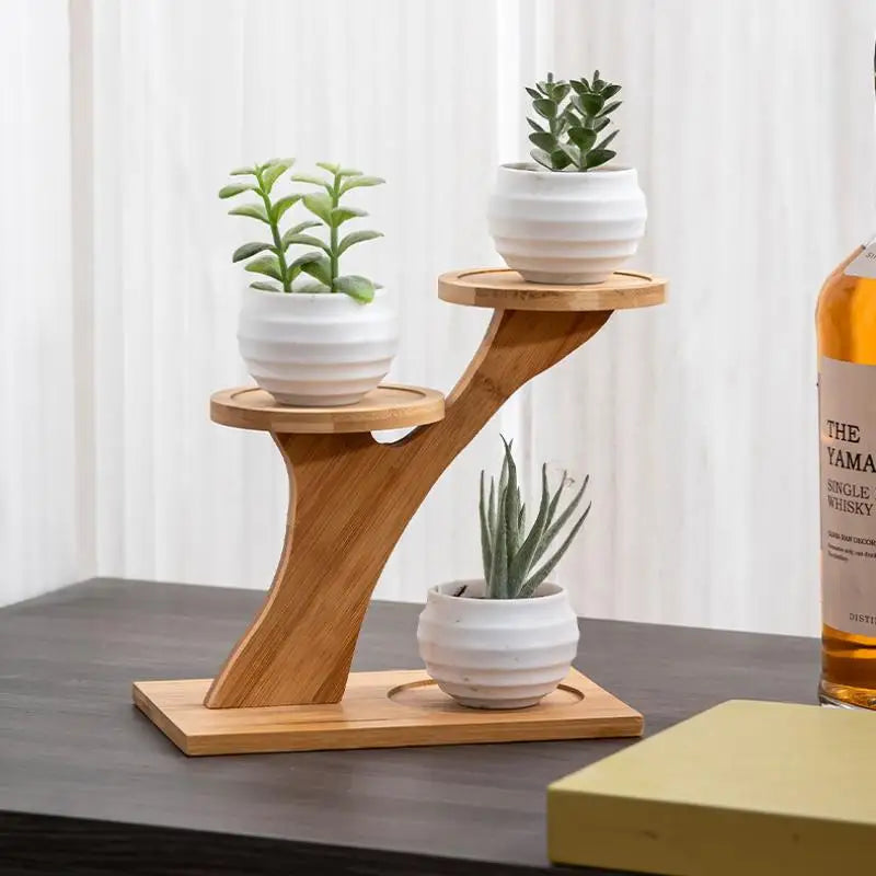 Office Desktop Balcony Decor Organizer 2-Tier Bamboo Stand Shelf Home Qme