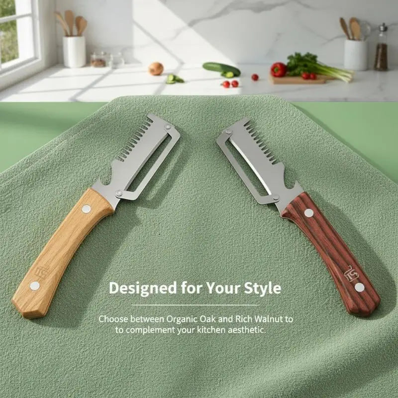 3-in-1 Serrated Peeling Knife Premium Vegetable Peeler Scallion Qme
