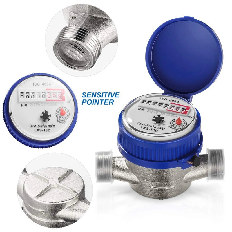 1 PCS Single Jet Water Meter Brass Water Meter Home And Garden Use Flow Water Meter Plastic Qme