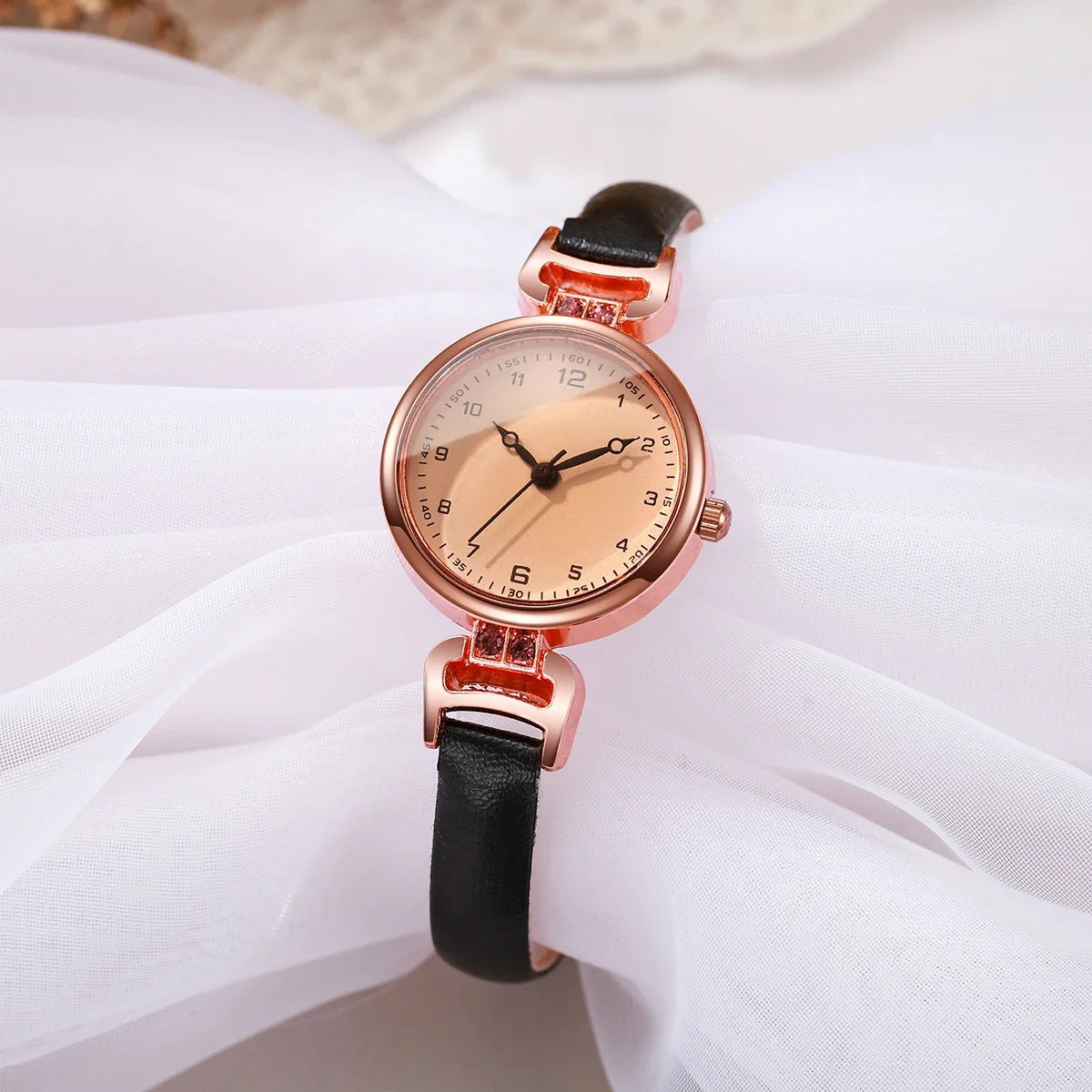 2PCS Elegant Arabic Dial Women Watches Set Fashion Ultra-thin Leather Strap Ladies Quartz Wristwatches Reloj Mujer(Without Box) Qme
