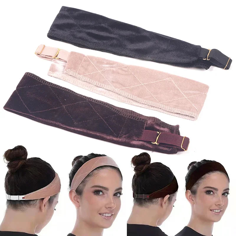 Yajukai Wig Grip Headband Adjustable Elastic Band Velvet Scarf No Qme