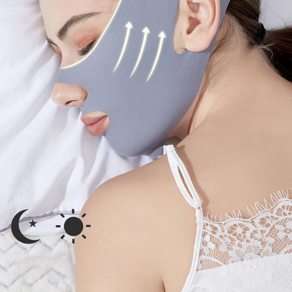 1pc V-Shape Face Sculpting Sleep Mask Breathable Elastic Lifting Tightening Mask Skin Care Slimming Strap Chin Up Mask Woman Qme