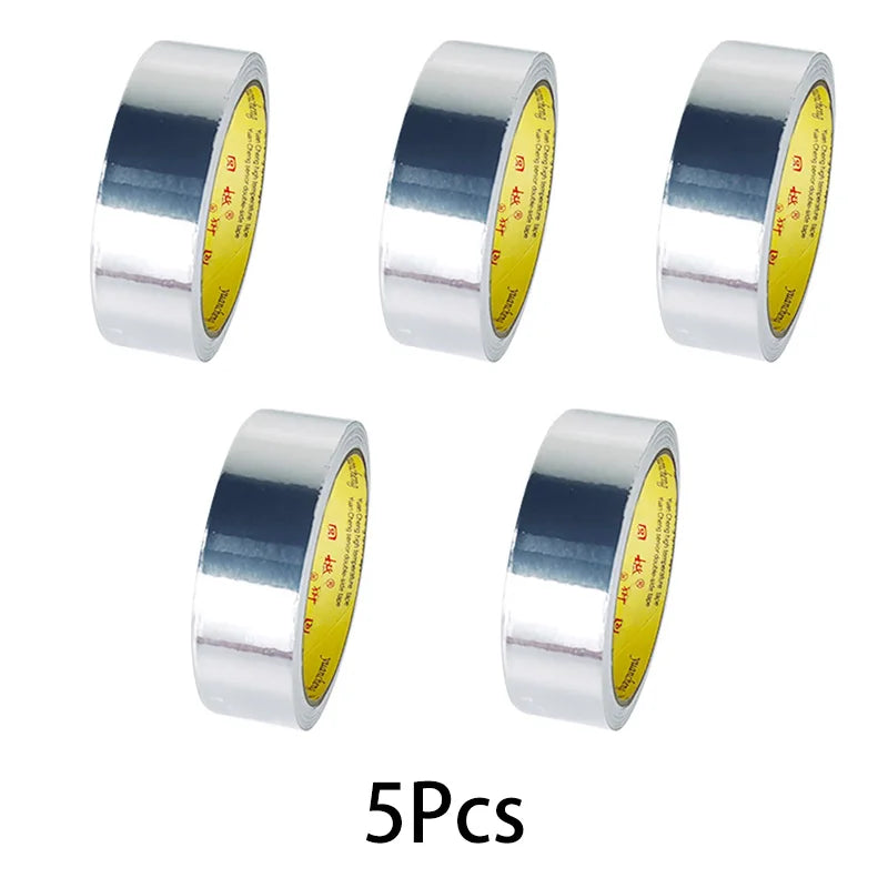 1Roll High Temperature Resistant Aluminum Foil Tape, Waterproof and Oil-proof, Flame-retardant and Sun-proof, Hand-tearable Qme 5rolls-width-28mm 20M