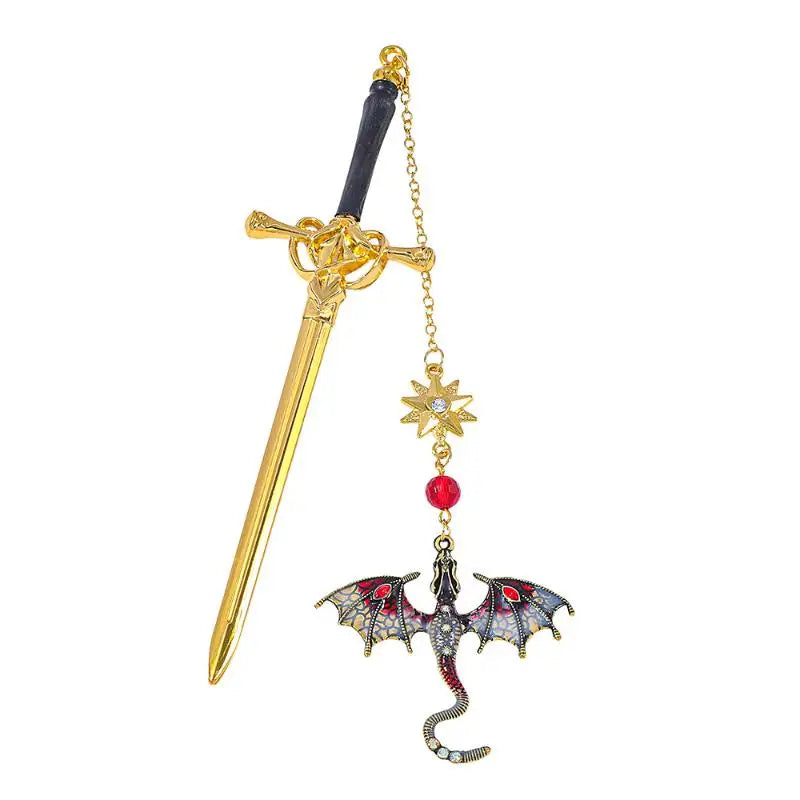 Fourth Wing Dragon Sword Bookmark Stylish Fantasy Gothic Design Page Qme A4