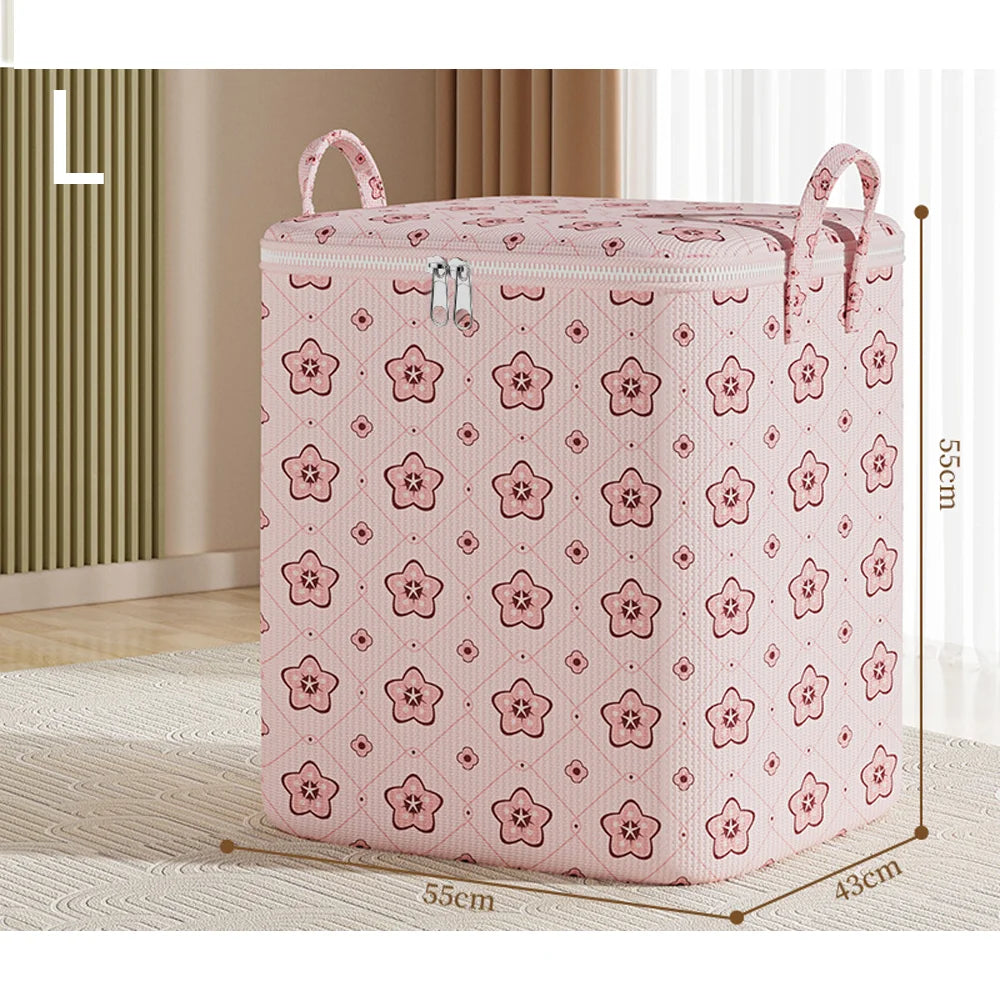 Large Capacity Quilt Storage Bag for Home Moving Clothes & Comforter Packing Sack for Student Dorm Travel Luggage Box Qme Pink L