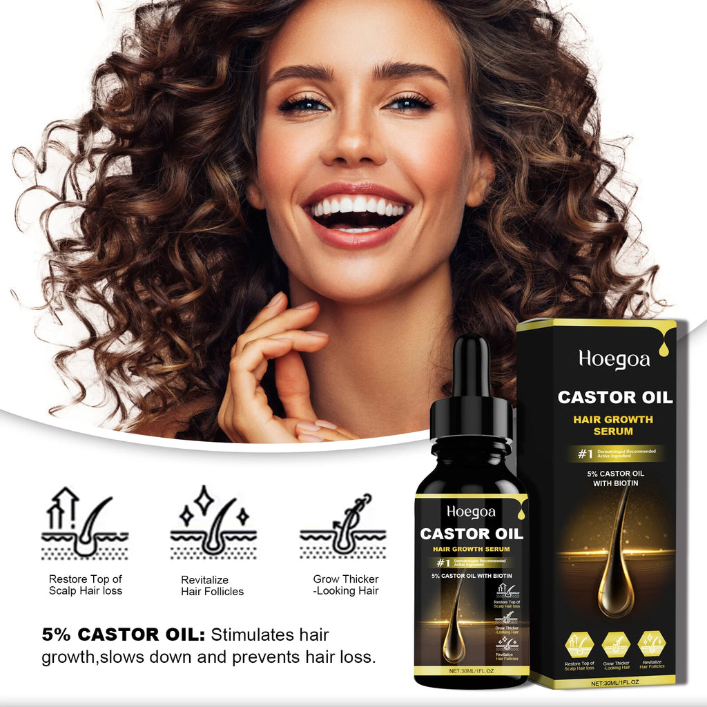 30ml Castor Oil Hair Thickening Essential Oil Nourish Scalp Massage Refreshing Hair Growth Repair Smoothing Hair Care Oil Qme