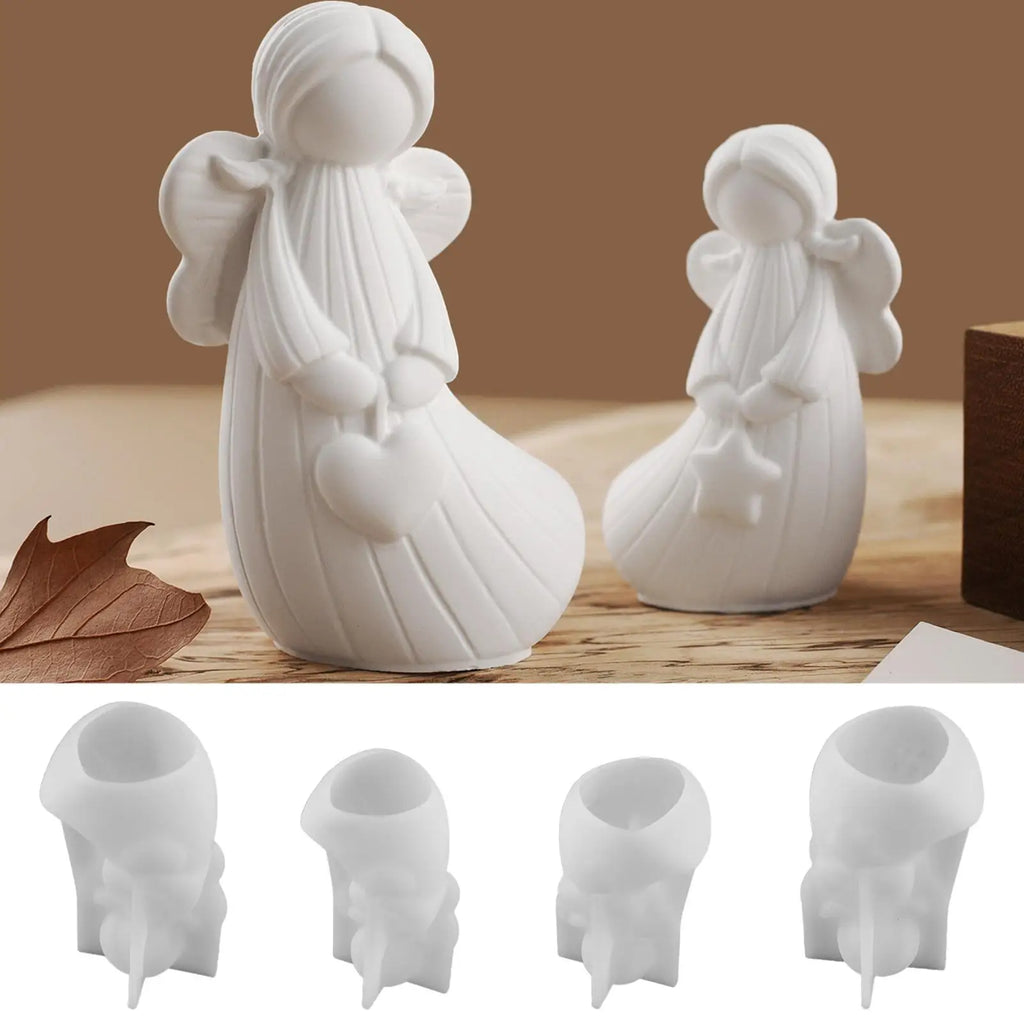 Angel Silicone Mold 4 Pieces Non-Stick Holiday Moulds Angel Resin Molds Silicone for Wedding Party Dinner Table Centerpiece Home Qme