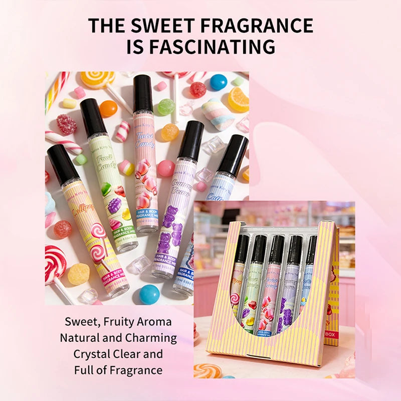 Sweet Fruit Candy Scented Perfume 5-piece Lollipop Fudge Bear Spray Qme