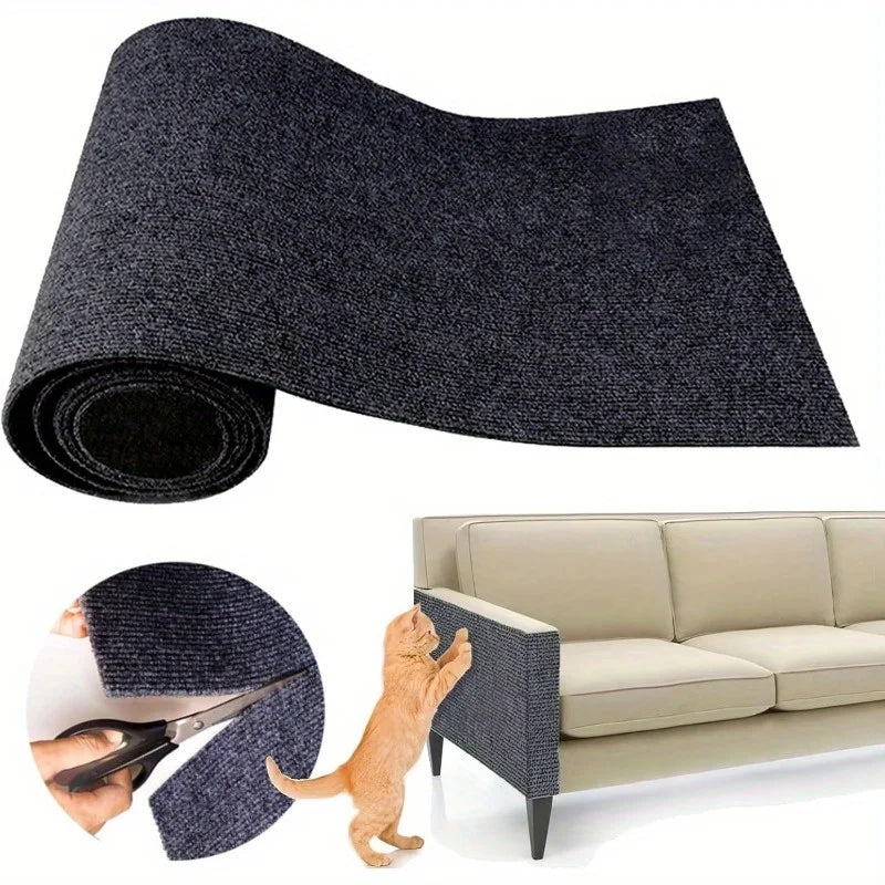 Trimmable self-adhesive cat scratch pad carpet, used for furniture, sofa or wall protection, cat scratch column replacement pad Qme GRAY