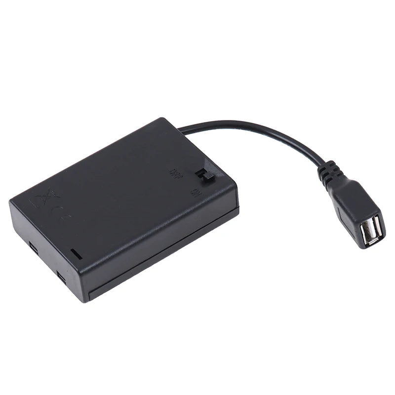 DC4 5V Portable Mini AA Battery Holder Storage Box Case USB Power Qme