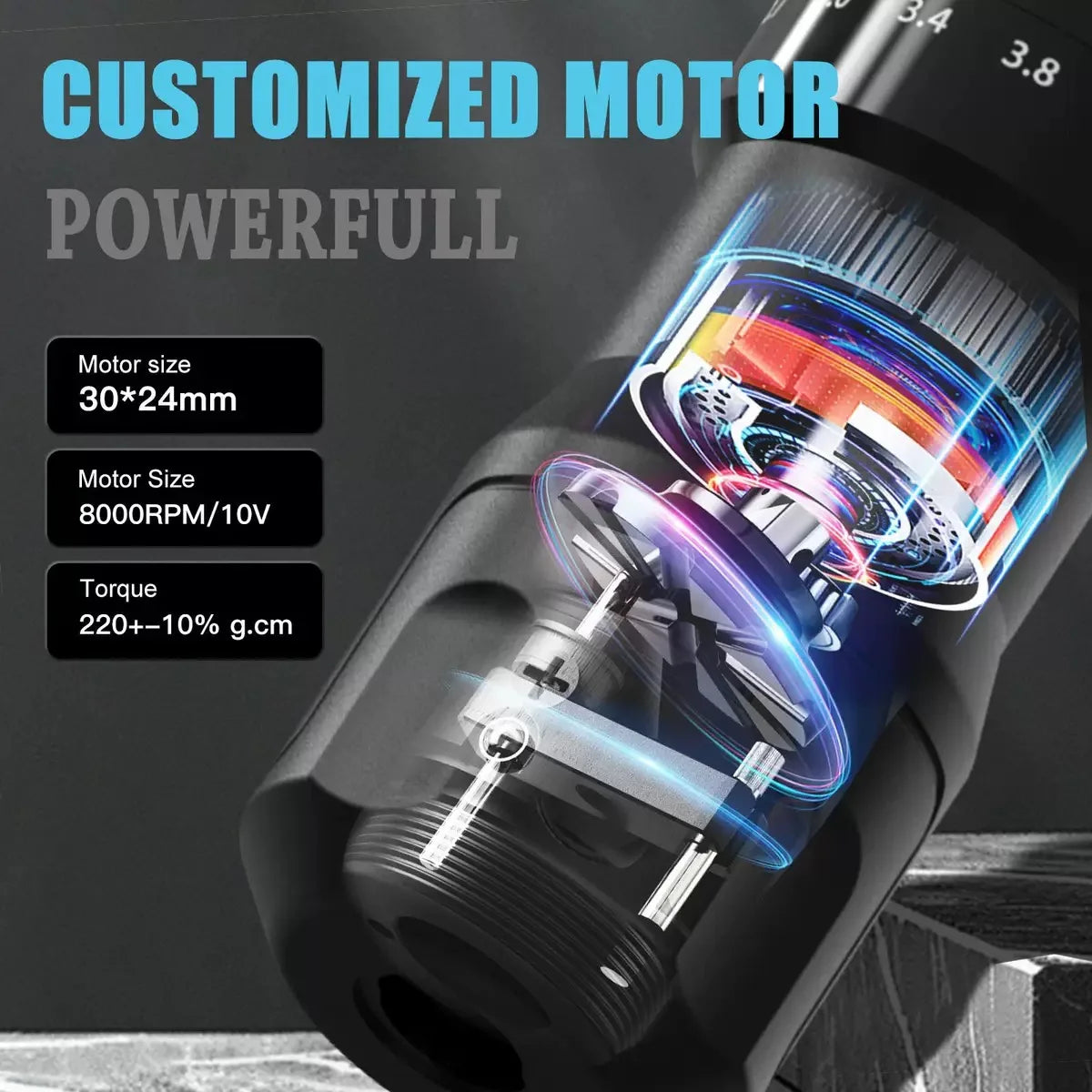 CAVARUND Wirless Tattoo Machine Pen 2.4-4.2mm Adjustable Stroke With Powerful Custom Motor for Makeup Microplasty Pen Supply Qme