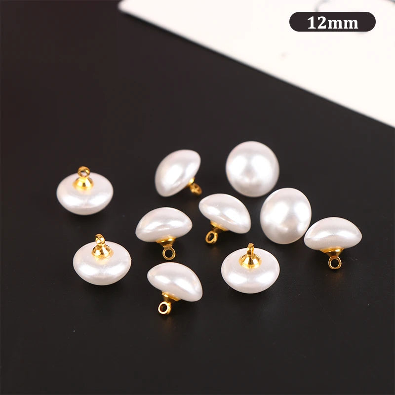 10Pcs 10mm/12mm Mushroom Faux Plastic Shirt Semicircle Pearl Buttons Shank Button For Clothing Decorative Mini Sewing DIY Qme 12mm