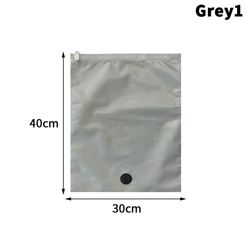 Reusable Hand Roll Vacuum Bags For Travel Waterproof Vacuum Compression Bag Luggage Vacuum Wardrobe Clothing Storage Bag Qme lightgreyS