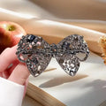 Shiny Rhinestone Hollow Bow Hairpin High-end Black Crystal Side Bangs Qme Default Title