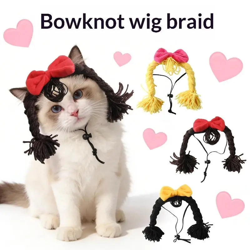Dress Up Cat Dog Headgear Decoration Accessories Pet Supplies Wig Qme