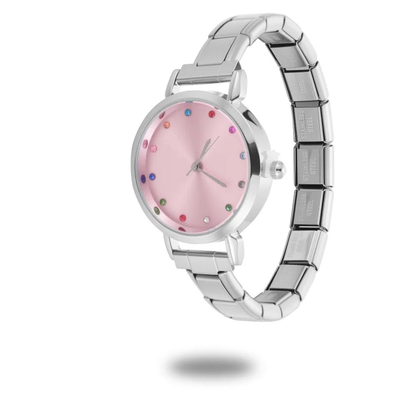 Wholesale High Quality Stainless Steel Watch Head Bracelet 9mm DIY Italian Charm Women Mens Round Square Watch 12 Zodiac Watches Qme Style 38
