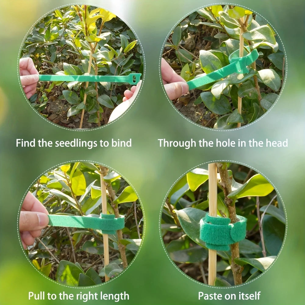 50/100Pcs Adjustable Hook Loop Plant Ties Anti Slip Reusable Soft Straps For Garden Flower Vine Fixed Binding Arrangement Qme